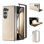 Per Samsung Galaxy Z Fold6 Custodia per telefono con copertura completa in pelle PU e cornice nera (oro)
