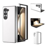 Per Samsung Galaxy Z Fold6 Custodia per telefono con copertura completa in pelle PU e cornice nera (bianca)