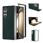 Custodia per telefono a copertura totale con telaio nero in pelle PU per Samsung Galaxy Z Fold6 (verde)