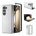Per Samsung Galaxy Z Fold6 Custodia per telefono con copertura completa in pelle PU e cornice nera (argento)