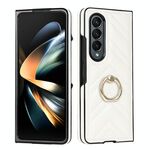 Per Samsung Galaxy Z Fold6 Custodia pieghevole a forma di V con anello rotante (bianco)