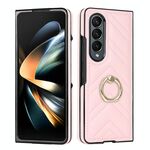 Per Samsung Galaxy Z Fold6 Custodia pieghevole a forma di V con anello rotante (rosa)