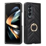 Per Samsung Galaxy Z Fold6 Custodia pieghevole a forma di V con anello rotante (nero)