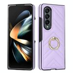 Per Samsung Galaxy Z Fold6 Custodia pieghevole a forma di V con anello rotante (viola)