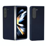 Custodia per telefono a copertura totale in pelle PU per Samsung Galaxy Z Fold6 Skin Feel (blu scuro)