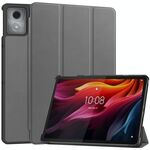 Per Lenovo Tab K11 Plus Custer Texture 3-Fold Holder Custodia in pelle per tablet intelligente (grigio)