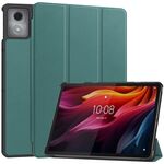 Per Lenovo Tab K11 Plus Custer Texture 3-Fold Holder Custodia in pelle per tablet intelligente (verde scuro)