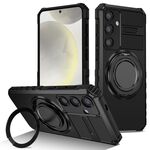 Per Samsung Galaxy S24+ 5G Custodia per telefono con supporto magnetico rotante (nero)