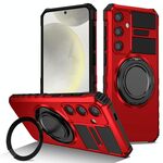 Per Samsung Galaxy S24+ 5G Custodia per telefono con supporto magnetico rotante (rosso)