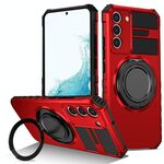Per Samsung Galaxy S22+ 5G Custodia per telefono con supporto magnetico rotante (rosso)