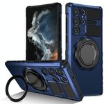 Per Samsung Galaxy S22 Ultra 5G Custodia per telefono con supporto magnetico rotante (blu reale)