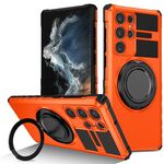 Per Samsung Galaxy S22 Ultra 5G Custodia per telefono con supporto magnetico rotante (arancione)