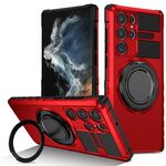 Per Samsung Galaxy S22 Ultra 5G Custodia per telefono con supporto magnetico rotante (rosso)