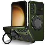 Per Samsung Galaxy S23 5G Custodia per telefono con supporto magnetico rotante (verde scuro)