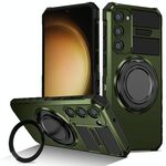 Per Samsung Galaxy S23+ 5G Custodia per telefono con supporto magnetico rotante (verde scuro)