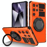 Per Samsung Galaxy S24 Ultra 5G Custodia per telefono con supporto magnetico rotante (arancione)