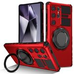 Per Samsung Galaxy S24 Ultra 5G Custodia per telefono con supporto magnetico rotante (rosso)