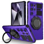 Per Samsung Galaxy S24 Ultra 5G Custodia per telefono con supporto magnetico rotante (viola)