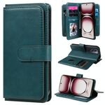 Per OPPO Reno12 Pro Portafoglio multifunzionale globale con 10 slot per carte Custodia in pelle per telefono (verde scuro)