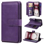 Per OPPO Reno12 Pro Portafoglio multifunzionale globale 10 slot per carte Custodia in pelle per telefono (viola)