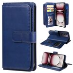 Per OPPO Reno12 Pro Global Multi-Function Wallet 10 Card Slots Custodia in pelle per telefono (blu scuro)