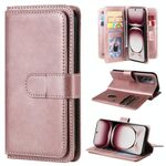 Per OPPO Reno12 Pro Portafoglio multifunzionale globale 10 slot per carte Custodia in pelle per telefono (oro rosa)