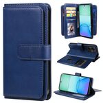 Per Redmi 13 4G Portafoglio multifunzione globale 10 slot per schede Custodia in pelle per telefono (blu scuro)