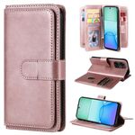 Per Redmi 13 4G Portafoglio multifunzione globale 10 slot per schede Custodia in pelle per telefono (oro rosa)