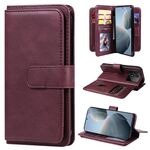 Per Redmi K70 Portafoglio multifunzione con 10 slot per schede Custodia in pelle per telefono (Claret)
