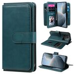 Custodia in pelle per portafoglio multifunzione Redmi K70 con 10 slot per schede (verde scuro)