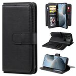 Custodia in pelle per portafoglio multifunzione Redmi K70 con 10 slot per schede (nera)