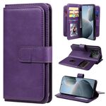 Per Redmi K70 Portafoglio multifunzione 10 slot per carte Custodia in pelle per telefono (viola)