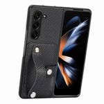 Per Samsung Galaxy Z Fold6 Custodia per cellulare con copertura posteriore per carta con cavalletto da polso (Nero)