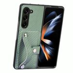 Per Samsung Galaxy Z Fold6 Custodia per cellulare con supporto per carta da polso con supporto per carte (verde)
