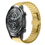Per Ticwatch Pro3 22mm cinturino in lega con fibbia a farfalla con vernice a perline (oro)
