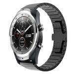 Per Ticwatch Pro 2020 22mm One Bead Paint Butterfly Buckle Cinturino in lega (Nero)