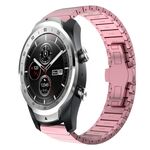 Per Ticwatch Pro 2020 cinturino in lega con fibbia a farfalla, 22 mm, con vernice a perline (rosa)