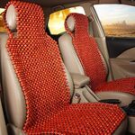 2 pezzi/set cuscino per perline in legno per auto coprisedile universale per auto fornitura interna estiva (rosso)