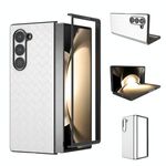 Per Samsung Galaxy Z Fold6 Custodia per telefono in PU con trama intrecciata con cornice nera (bianca)