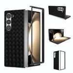 Per Samsung Galaxy Z Fold6 Custodia per telefono in PU con trama intrecciata con cornice nera (nero)