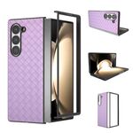 Custodia per telefono in PU con trama intrecciata con cornice nera per Samsung Galaxy Z Fold6 (viola)