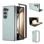 Per Samsung Galaxy Z Fold6 Custodia per telefono in PU con trama intrecciata con cornice nera (verde chiaro)