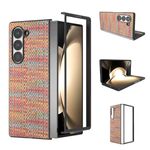 Per Samsung Galaxy Z Fold6 Custodia per telefono in PU con trama a reticolo e colore della cornice nera (mandarino)