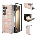 Per Samsung Galaxy Z Fold6 Custodia per telefono in PU con trama a reticolo e colore cornice nera (rosa)