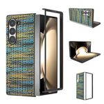Per Samsung Galaxy Z Fold6 Custodia per telefono in PU con trama a reticolo e colore della cornice nera (oro)