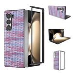 Per Samsung Galaxy Z Fold6 Custodia per telefono in PU con trama a reticolo e colore della cornice nera (viola)