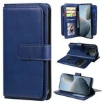 Per Redmi K70 Portafoglio multifunzione 10 slot per carte Custodia in pelle per telefono (blu scuro)