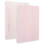 Per OnePlus Pad 2 Custodia per tablet in pelle intelligente in TPU trasparente a tre ante con slot per penna (rosa sabbia)
