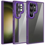 Per Samsung Galaxy S23 Ultra 5G Custodia per telefono con pellicola protettiva per obiettivo con armatura colorata (viola)