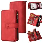 Per OPPO Reno12 Pro Global Skin Feel Multi Card Slots Zipper Wallet Custodia in pelle per telefono (rosso)